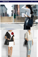 Bag women real leather bucket genuine shoulder handbag
