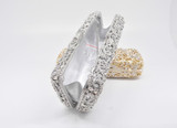 Clutch women crystal bag evening party minaudiere box purse bridal flower rhinestones handbag