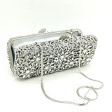 Clutch women crystal bag evening party minaudiere box purse bridal flower rhinestones handbag