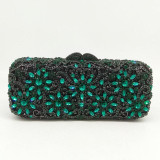 Clutch women crystal bag evening party minaudiere box purse bridal flower rhinestones handbag