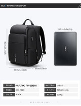 Backpack for man 15 inch laptop waterproof functional bag with usb port travel