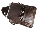 Briefcase male genuine leather messenger portfolio for ipad