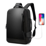 Backpack men computer schoolbags waterproof school leather fashion travel usb charge