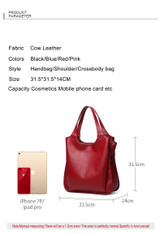 Handbag women famous brand soft shoulder luxury genuine leather big capacity cow casual tote