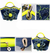 Handbags fashion women leather mobile messenger pu elegant bag tote big flower mother