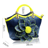 Handbags fashion women leather mobile messenger pu elegant bag tote big flower mother