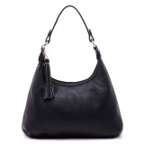 Bag women genuine leather hobos fashion tassel shoulder soft cowhide purse casual messenger