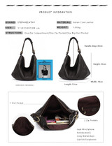 Handbag women's soft real genuine leather shoulder hobo large luxury cowhide totes