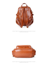 Backpack women luxury designer oil wax real leather large shoulders travel