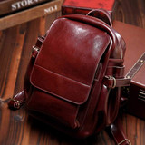 Backpack women luxury designer oil wax real leather large shoulders travel