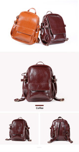 Backpack women luxury designer oil wax real leather large shoulders travel