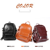 Backpack women luxury designer oil wax real leather large shoulders travel
