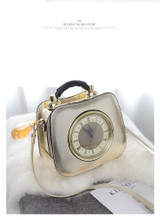 Handbags ladies personalized fun fashion clock shape leather luxury designer famous brands shoulder