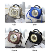 Handbags ladies personalized fun fashion clock shape leather luxury designer famous brands shoulder