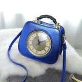 Handbags ladies personalized fun fashion clock shape leather luxury designer famous brands shoulder