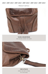Backpack for women leather vintage retro style flap drawstring shoulder school life travel holiday