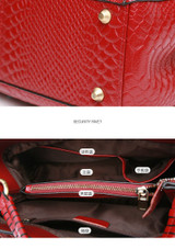 Handbag women genuine leather bag fashion crocodile pattern tassel crossbody shoulder