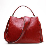 Handbag women genuine leather bag fashion crocodile pattern tassel crossbody shoulder