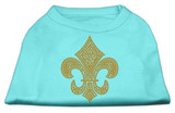 Gold Fleur De Lis Rhinestone Shirts Aqua