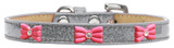 Pink Glitter Bow Widget Dog Collar Ice Cream Size