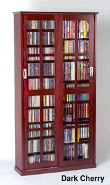 Leslie Dame Mission Multimedia DVD/CD Storage Cabinet with Sliding Glass Doors, Oak