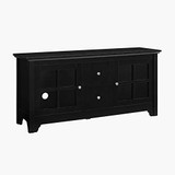 Walker Edison Modern Wood Universal Stand with Storage Cabinets for TV's up to 58" Flat Screen Living Room Entertainment Center, 52 Inch, Black