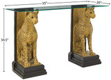 Design Toscano Royal Egyptian Cheetahs Console Table, 55 Inch, Polyresin and Glass, Gold and Woodtone