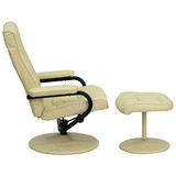 Flash Furniture Contemporary Multi-Position Recliner and Ottoman with Wrapped Base in Cream LeatherSoft