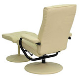 Flash Furniture Contemporary Multi-Position Recliner and Ottoman with Wrapped Base in Cream LeatherSoft