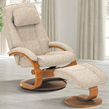 Comfort Chair Company Oslo Collection by Mac Motion Bergen Recliner and Ottoman in Teatro Linen Fabric