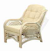 Malibu Set of 2 Chairs Natural Rattan Wicker with Cream Cushions and Round Coffee Table ECO Handmade, Cream