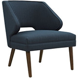 Modway Dock Mid-Century Modern Upholstered Fabric Accent Arm Lounge Chair in Azure