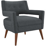 Modway Sheer Upholstered Fabric Mid-Century Modern Accent Lounge Arm Chair in Gray