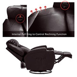 Mecor Massage Recliner Chair PU Leather Recliner Chair with Heat Rocker Recliner with 360 Degree Swivel/Cup Holders/Remote Control for Living Room (Brown)
