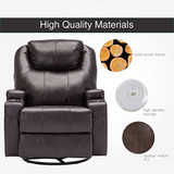Mecor Massage Recliner Chair PU Leather Recliner Chair with Heat Rocker Recliner with 360 Degree Swivel/Cup Holders/Remote Control for Living Room (Brown)