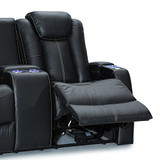 Seatcraft Omega Home Theater Seating - Leather Gel - Power Recline - Power Headrests - USB Charging - Lighted Cup Holders - Center Storage Console (Loveseat, Black)