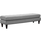Modway Empress Mid-Century Modern Upholstered Fabric Large Bench, 71" In Light Gray