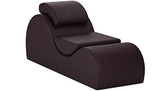 US Pride Furniture Faux Leather Deluxe Stretch Chaise Relaxation and Yoga Chair with Removable Pillows, Dark Brown