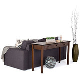 Simpli Home Artisan SOLID WOOD 54 inch Wide Contemporary Modern Wide Console Sofa Entryway Table in Medium Auburn Brown with Storage, 3 Drawers , for the Living Room, Entryway and Bedroom