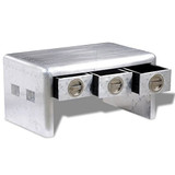 vidaXL Aluminum Aviator Coffee Side Bedside Storage Table Nightstand 3 Drawers