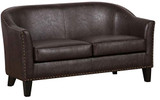 Pulaski Brown Faux Leather Upholstered Settee Accent Chair