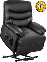 Merax Power Recliner and Lift Chair in Black PU Leather Lift Recliner Chair, Heavy Duty Steel Reclining Mechanism