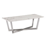 SEI Furniture Wrexham Faux Marble Coffee Table, Soft Ivory/Gray/Brushed Nickel