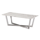 SEI Furniture Wrexham Faux Marble Coffee Table, Soft Ivory/Gray/Brushed Nickel