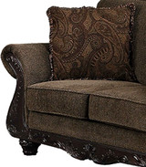 Homelegance Mandeville Classic Modern Loveseat with Fine Wood Carving Curved Armrest Chenille, Brown