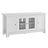 Walker Edison Furniture Company Wood Universal Stand with Storage Cabinets for TV's up to 58" Flat Screen Living Room Entertainment Center, White