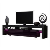 TV Stand Solo 200 Modern LED TV Cabinet/Living Room Furniture/Tv Cabinet fit for up to 90-inch TV Screens/High Capacity Tv Console for Modern Living Room (Black/Violet)