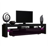 TV Stand Solo 200 Modern LED TV Cabinet/Living Room Furniture/Tv Cabinet fit for up to 90-inch TV Screens/High Capacity Tv Console for Modern Living Room (Black/Violet)