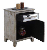 Convenience Concepts Gold Coast Vineyard Mirrored Cabinet with Drawer, Weathered White / Mirror