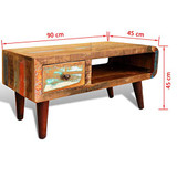 Festnight Antique-Style Coffee Table with Drawer and Shelf Reclaimed Wood Sofa and Couch End Side Table for Living Room Home Furniture 35" x 18" x 18" (L x W x H)
